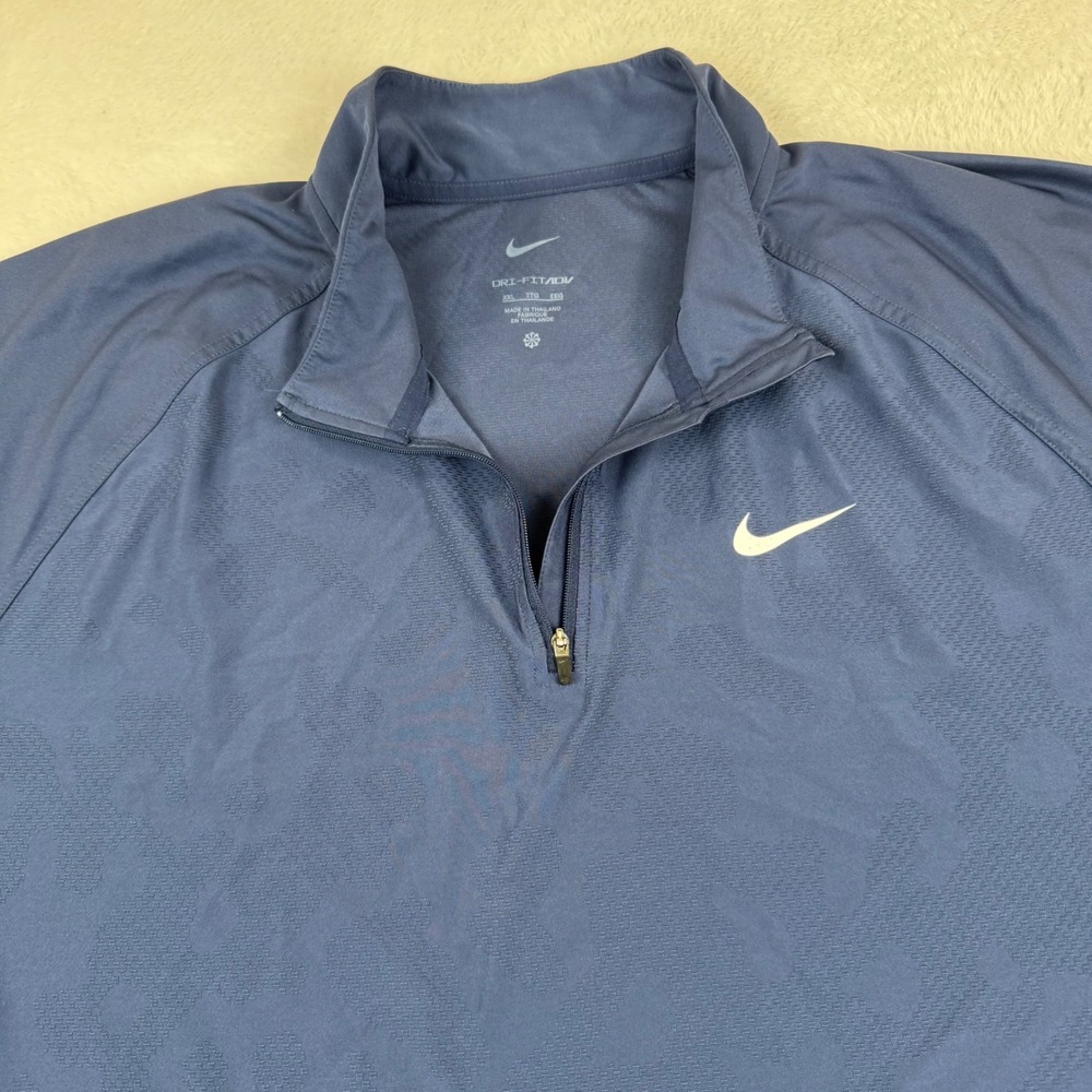 Nike Dri-FIT ADV Quarter-Zip Pullover Mens 2XL Navy Blue Tonal Camo - Picture 2 of 16